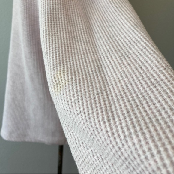 Straight Down Heathered Pink Waffle Drawstring Neck Sweater L - Picture 5 of 9